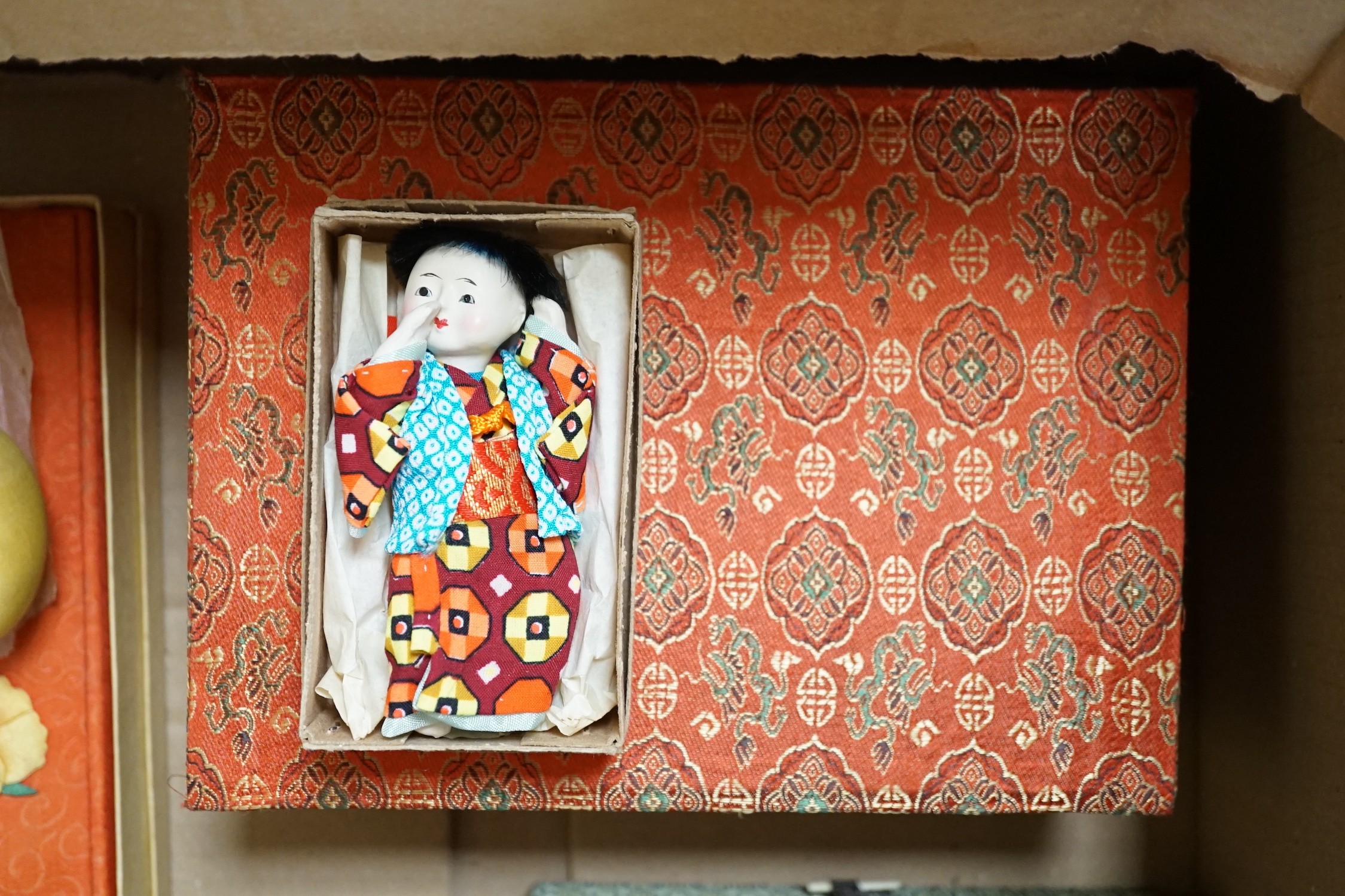 Various mixed Japanese textiles, boxes etc(2boxes)